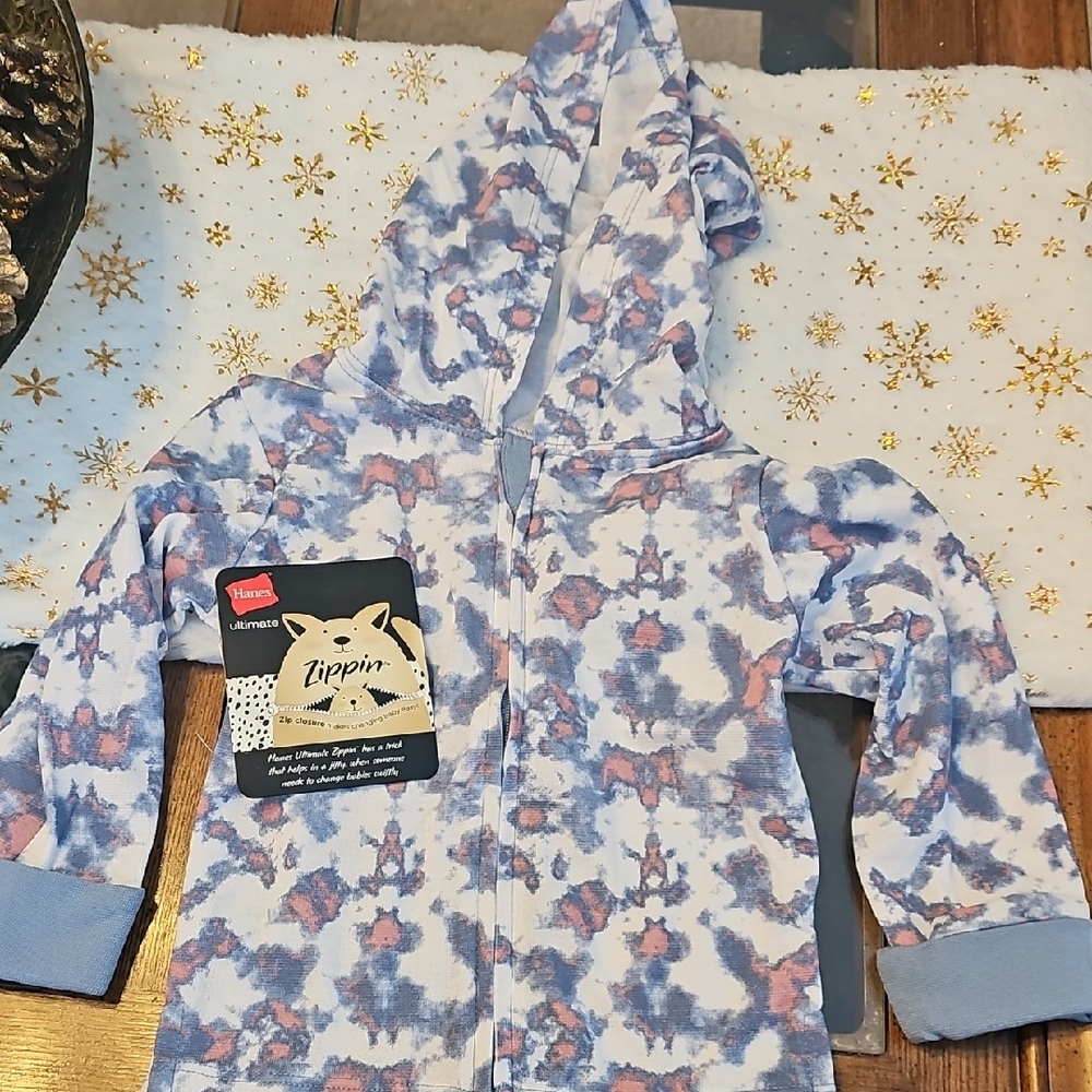 Hanes Kids Zip-Up Hoodie - Blue and Pink Pattern